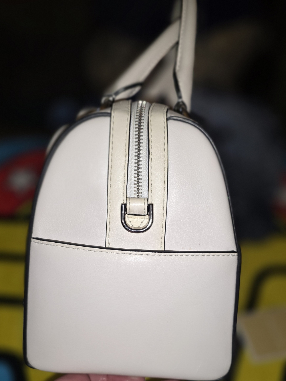 Michael Kors White Leather Satchel with Black Center Stripe - Picture 4 of 10